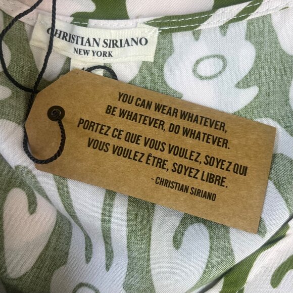 Christian Siriano New York Blouse Shirt Womens 1X Green White New - Picture 9 of 10